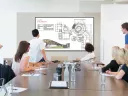 Architects meeting with interactive screen