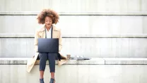 A woman working on a laptop