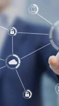 Man-pressing-lock-icon-on screen