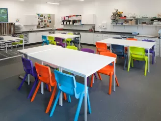 School furniture in classroom