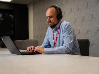 man working at laptop