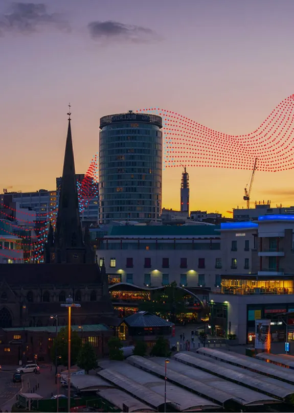 Birmingham skyline at sunset