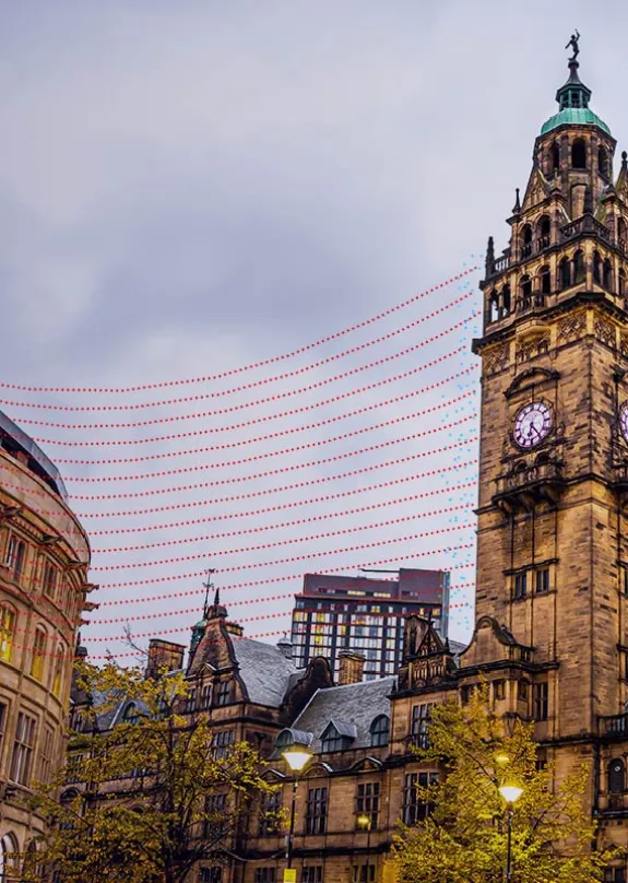 Sheffield skyline in evening