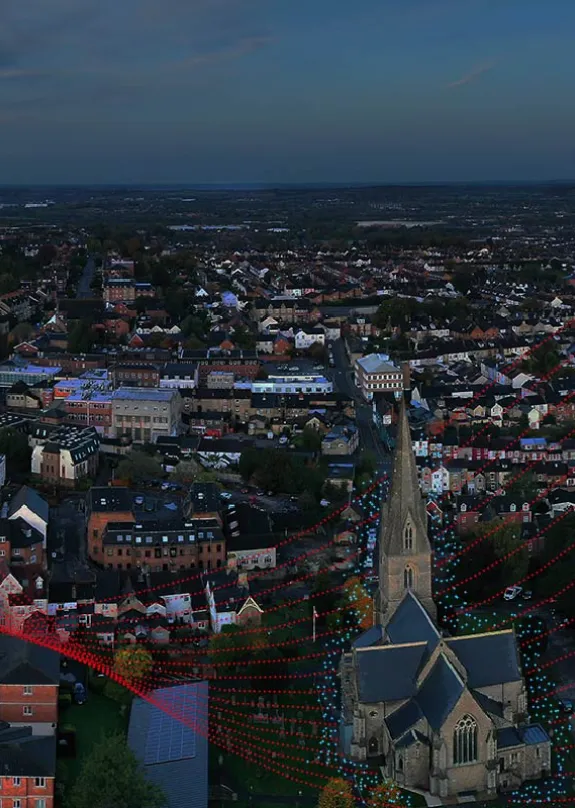 Swindon evening aerial view