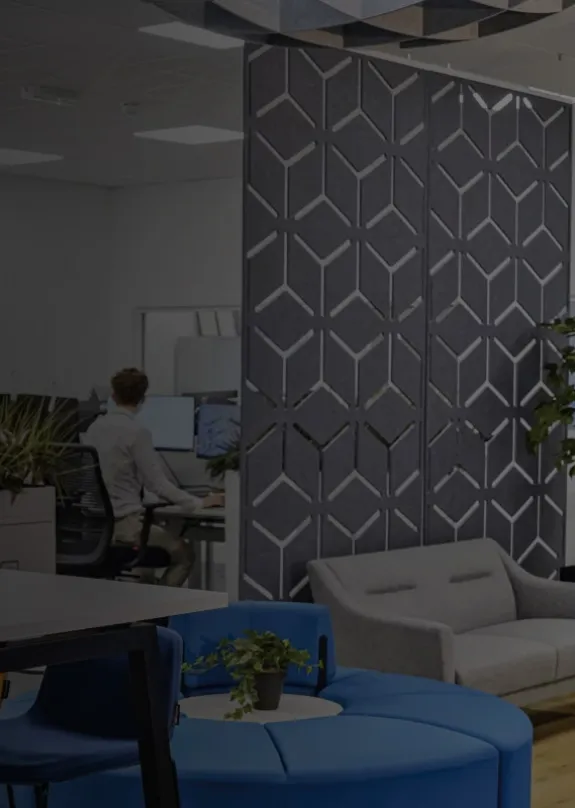 Office space with acoustic panels