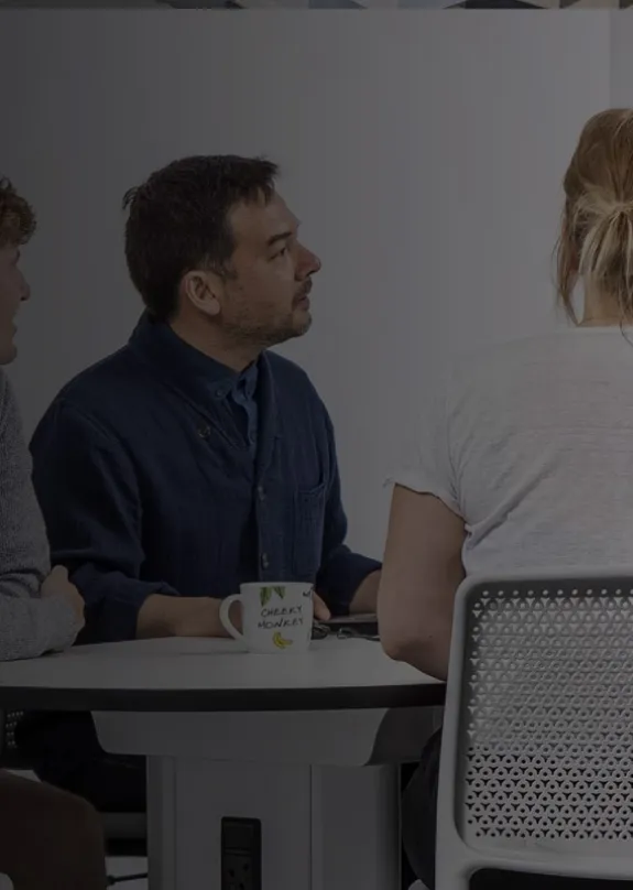 group of people with av furniture