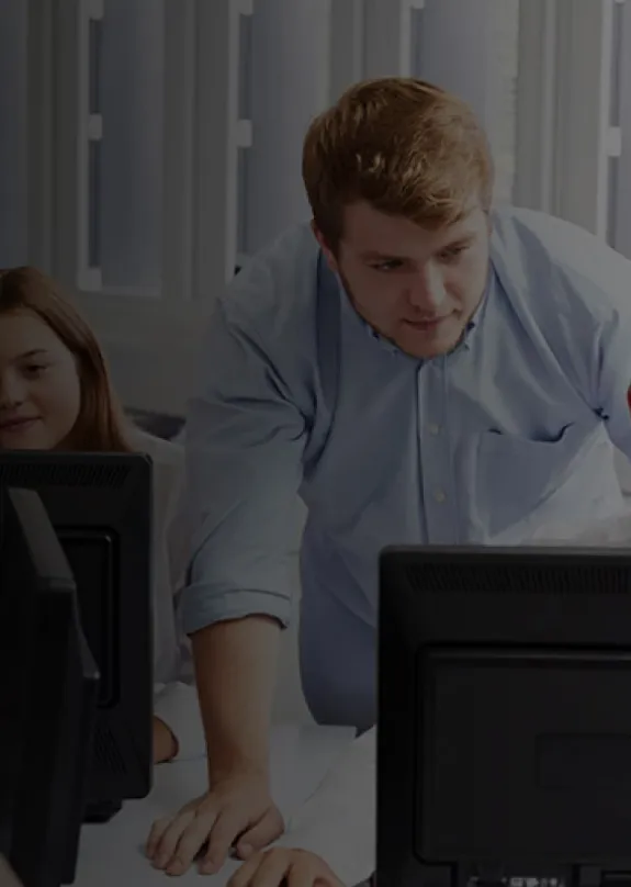 student working at computer