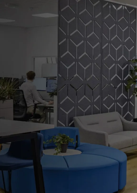 open plan workplace with office desks