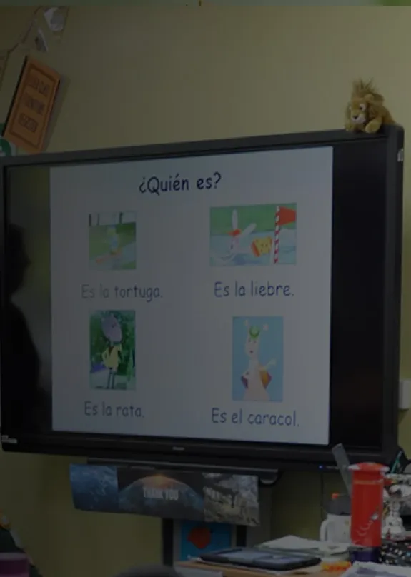 teacher with school desks