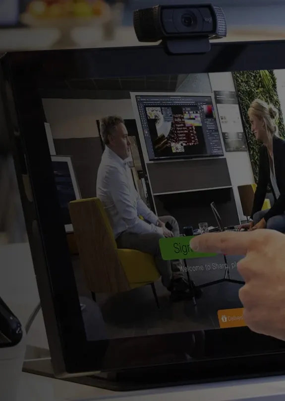 person using visitor management system